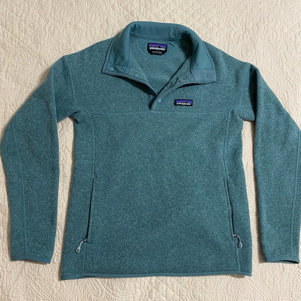 Patagonia Blue-Green Fleece Snap Pullover